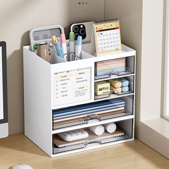 Desk Organizer with 4 Drawer, Multi-Functional Pen Holder for Desk, Desktop Orga - Picture 3 of 8